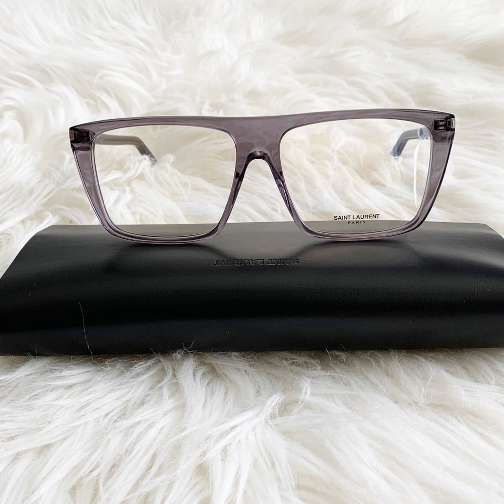 Saint Laurent Transparent Lavender Rectangular Glasses - Picture 6 of 13